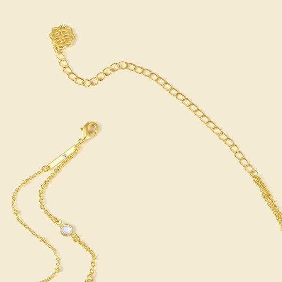 14K Gold-Plated Multilayer Necklace with Crystal Accents – New with Tags - Picture 4 of 5